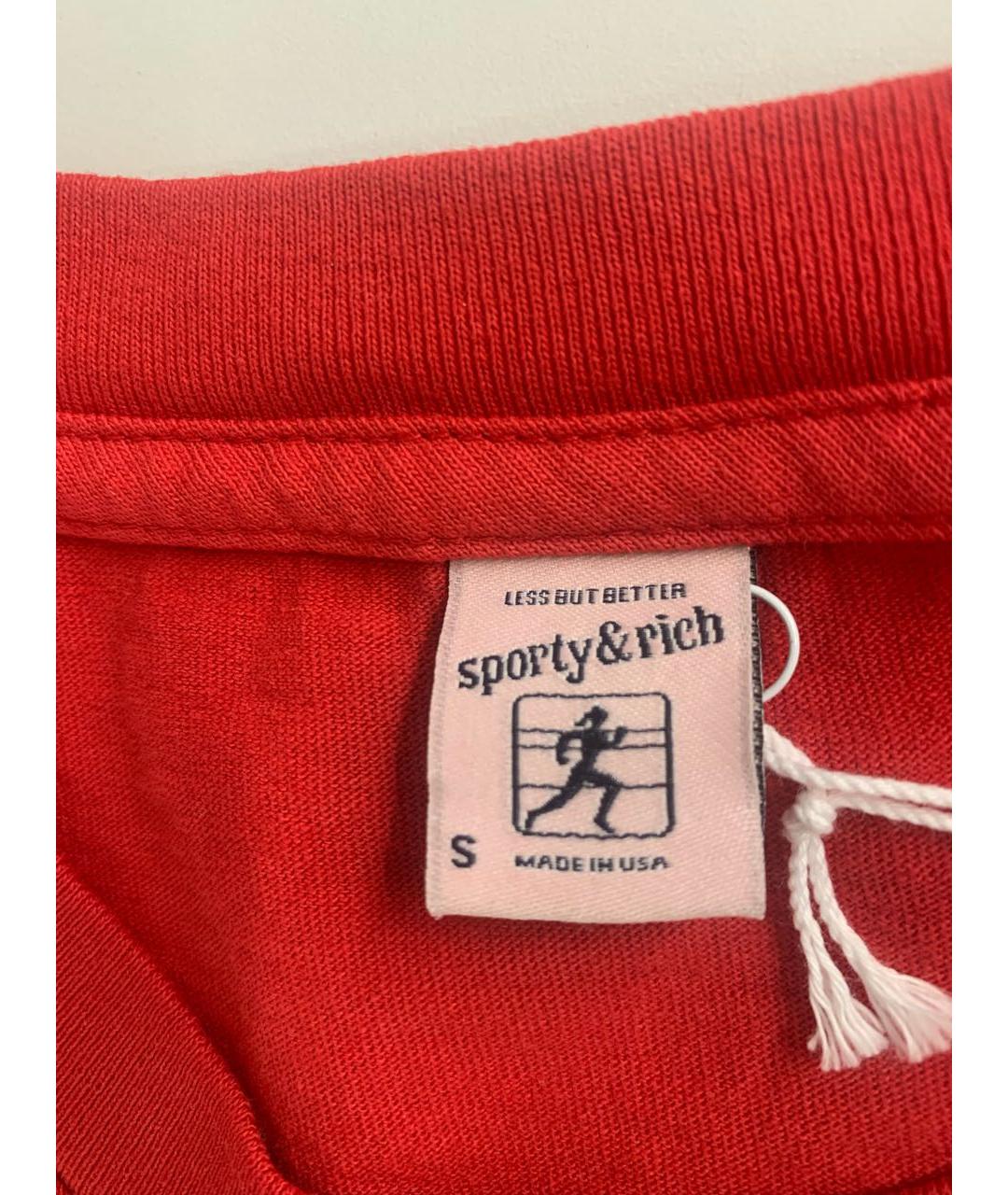 SPORTY AND RICH Красная хлопковая футболка, фото 6