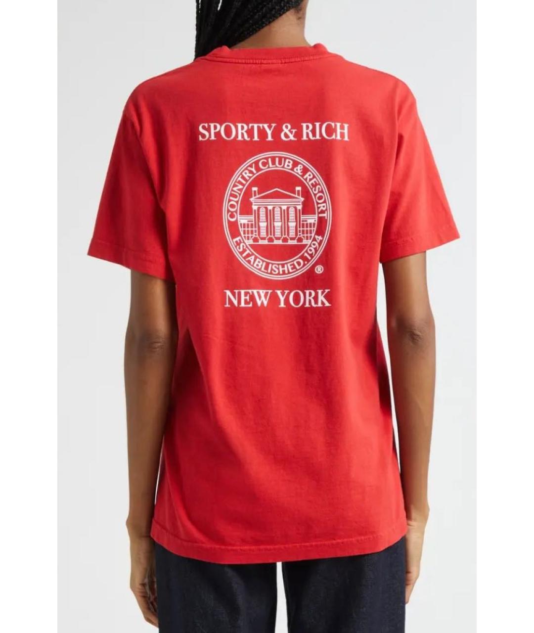 SPORTY AND RICH Красная хлопковая футболка, фото 3