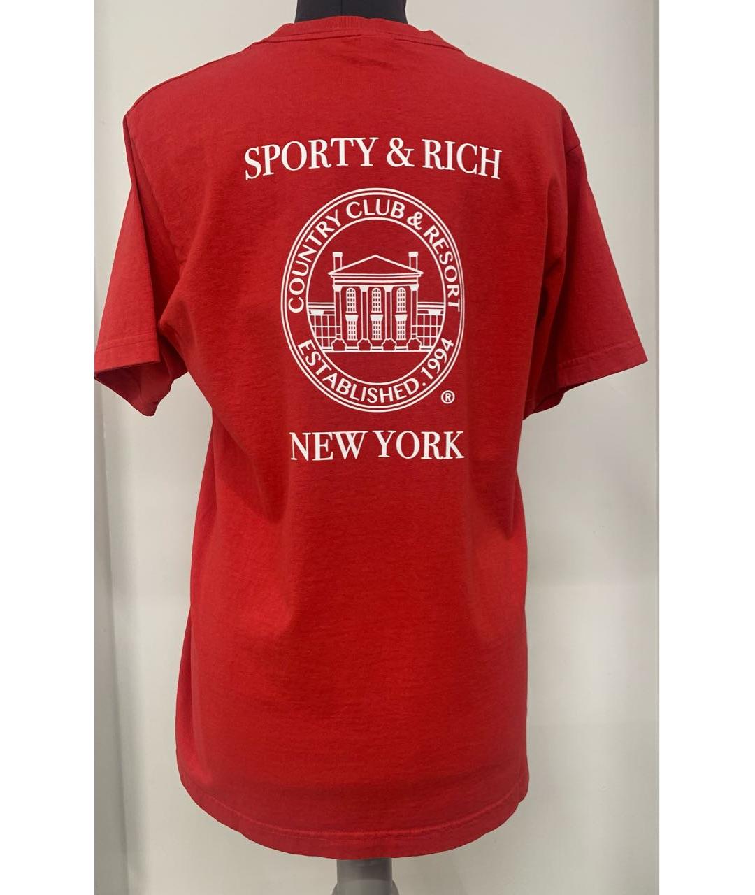 SPORTY AND RICH Красная хлопковая футболка, фото 5