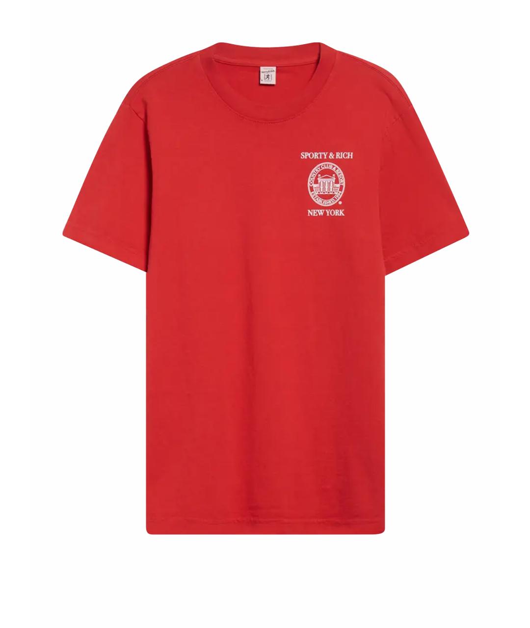 SPORTY AND RICH Красная хлопковая футболка, фото 1