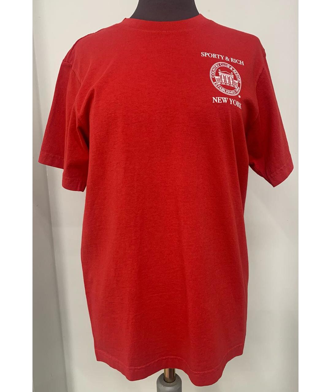 SPORTY AND RICH Красная хлопковая футболка, фото 8