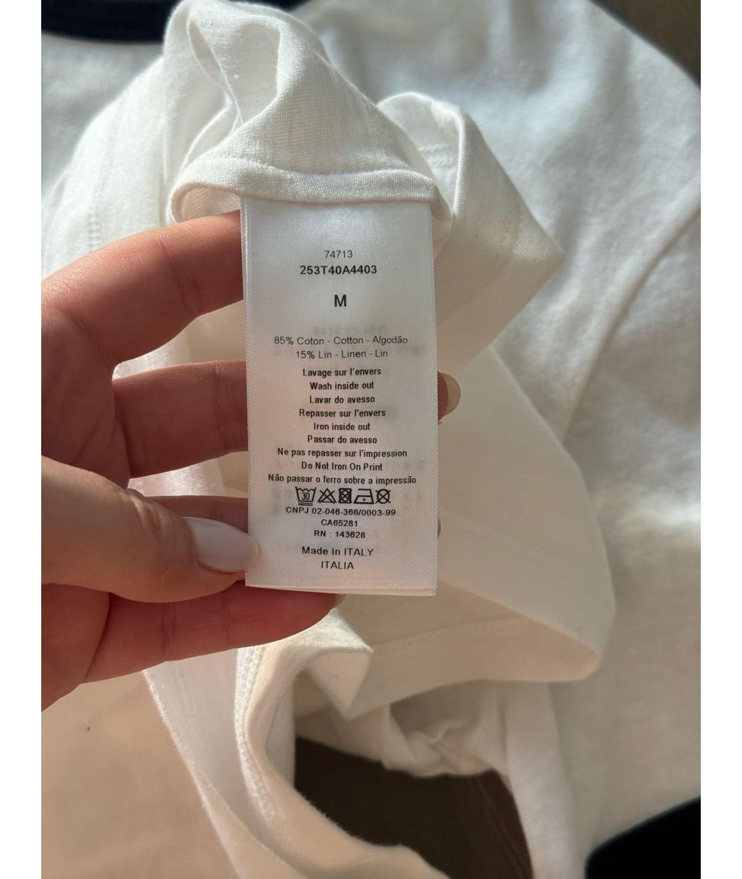 CHRISTIAN DIOR Белая хлопковая футболка, фото 4