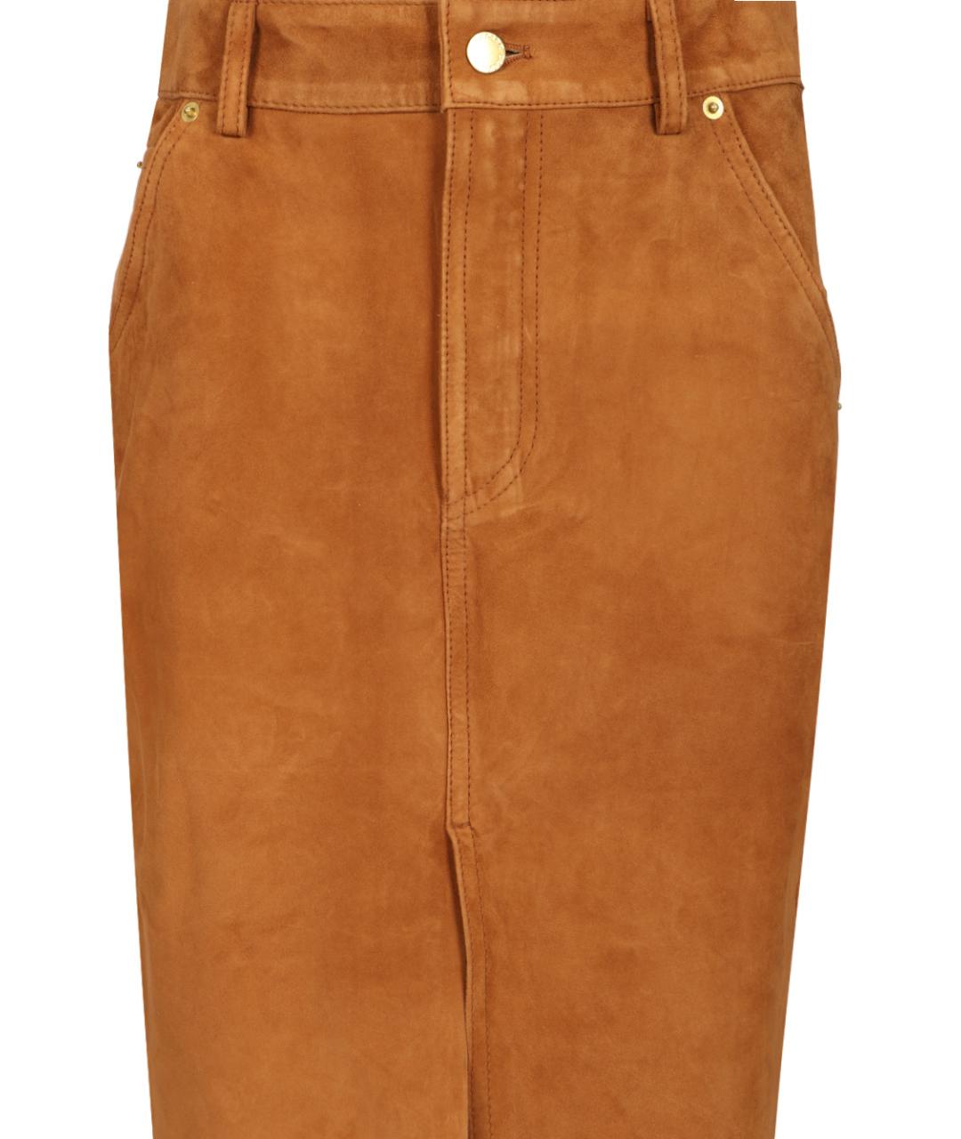 DARKPARK Коричневая замшевая юбка миди, фото 4