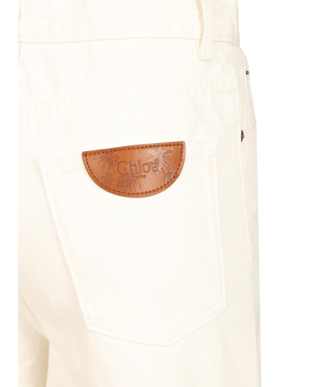 CHLOE Белые хлопковые прямые джинсы, фото 5