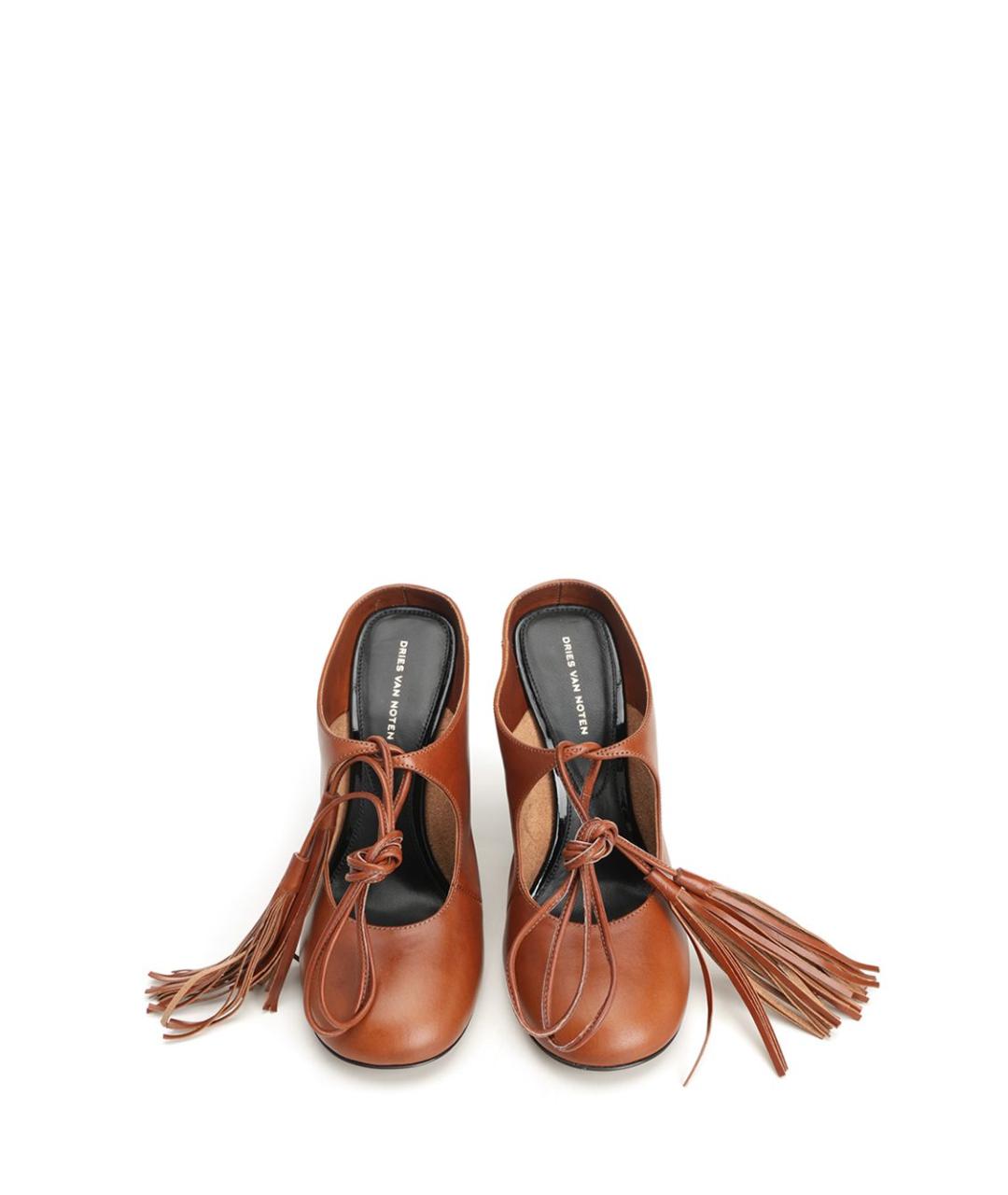 DRIES VAN NOTEN Коричневые кожаные сандалии, фото 5