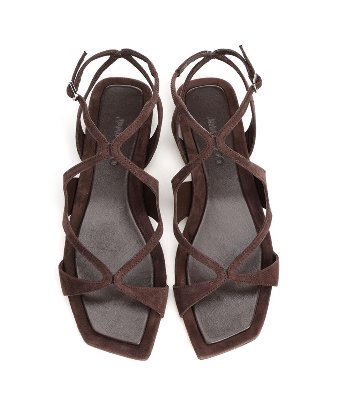 JIMMY CHOO Коричневые кожаные сандалии, фото 5