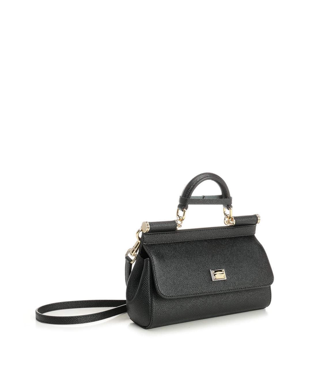 DOLCE&GABBANA Черная кожаная сумка с короткими ручками, фото 2