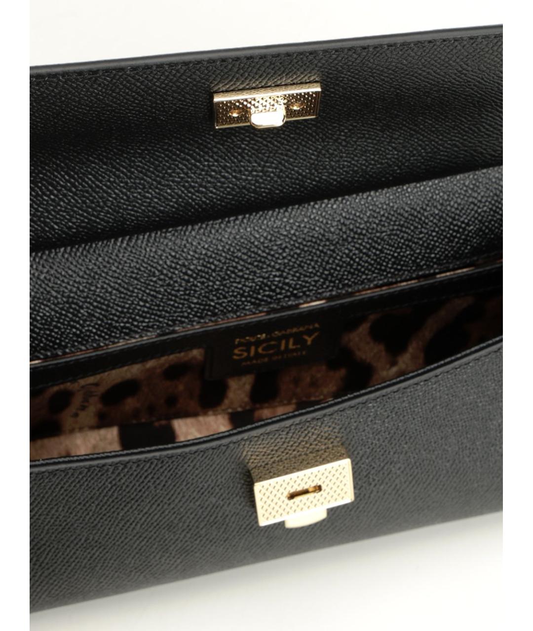 DOLCE&GABBANA Черная кожаная сумка с короткими ручками, фото 4