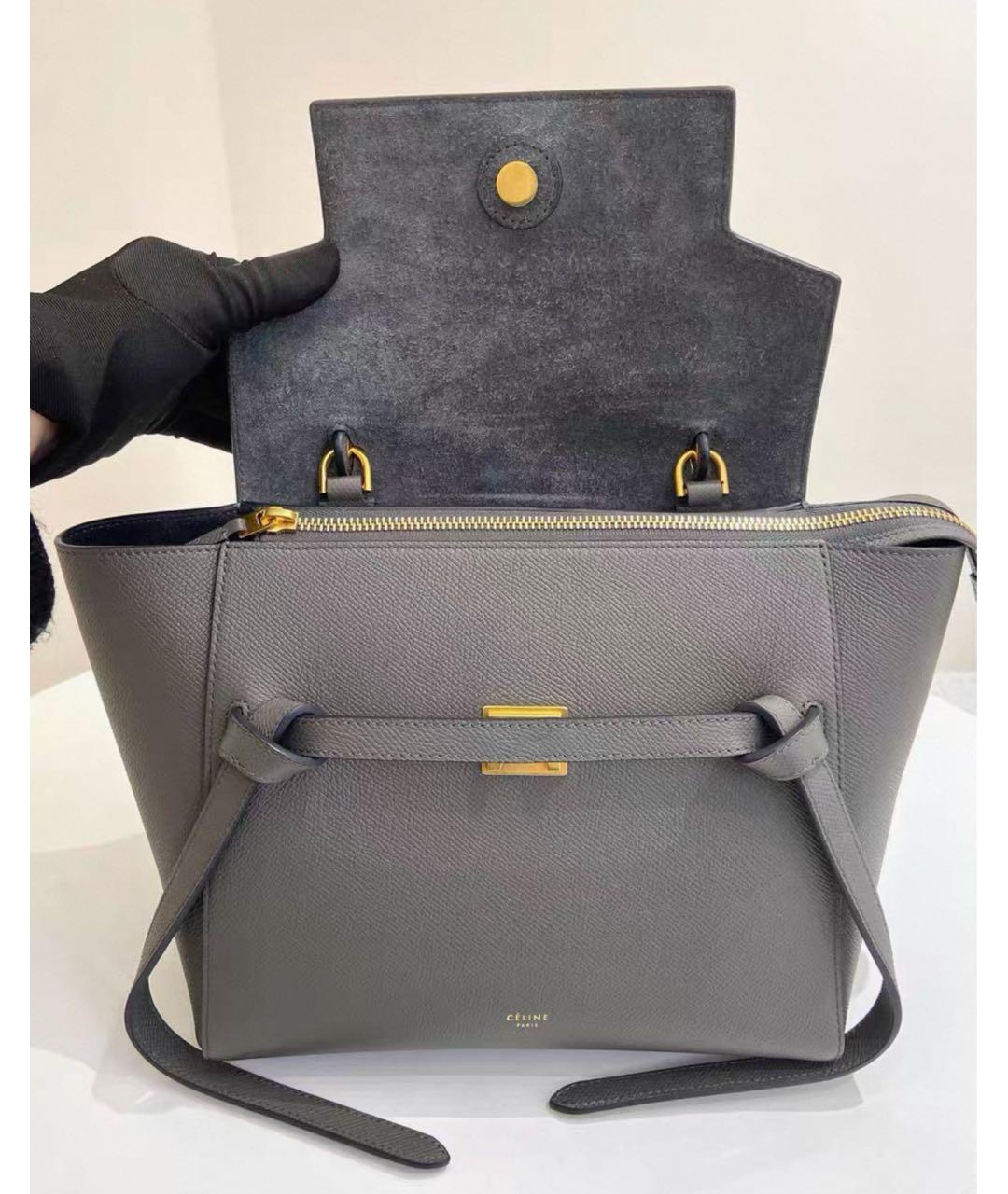 CELINE Серая кожаная сумка через плечо, фото 2