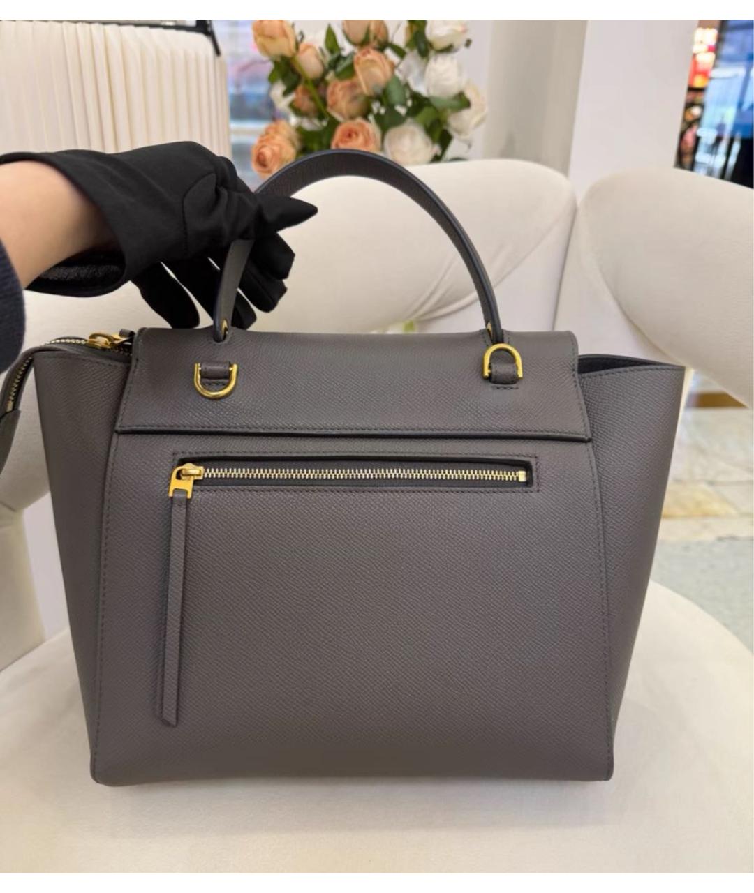 CELINE Серая кожаная сумка через плечо, фото 4