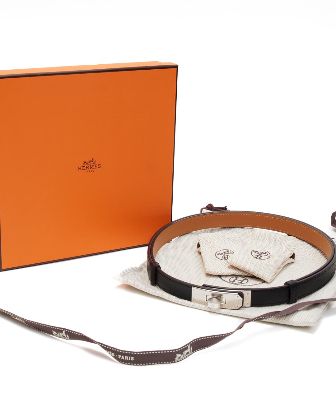 HERMES Черный кожаный ремень, фото 3