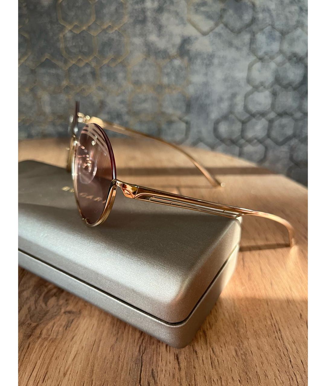 BVLGARI Розовые металлические солнцезащитные очки, фото 5