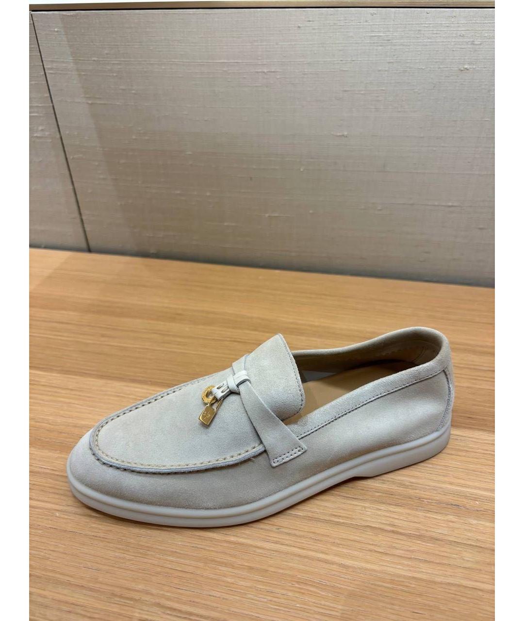 LORO PIANA Серые замшевые лоферы, фото 3