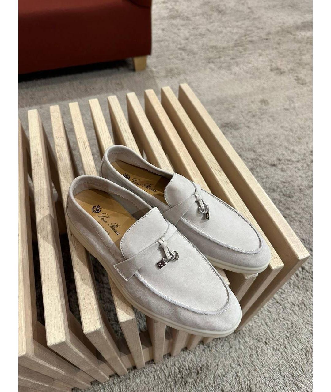 LORO PIANA Серые замшевые лоферы, фото 2