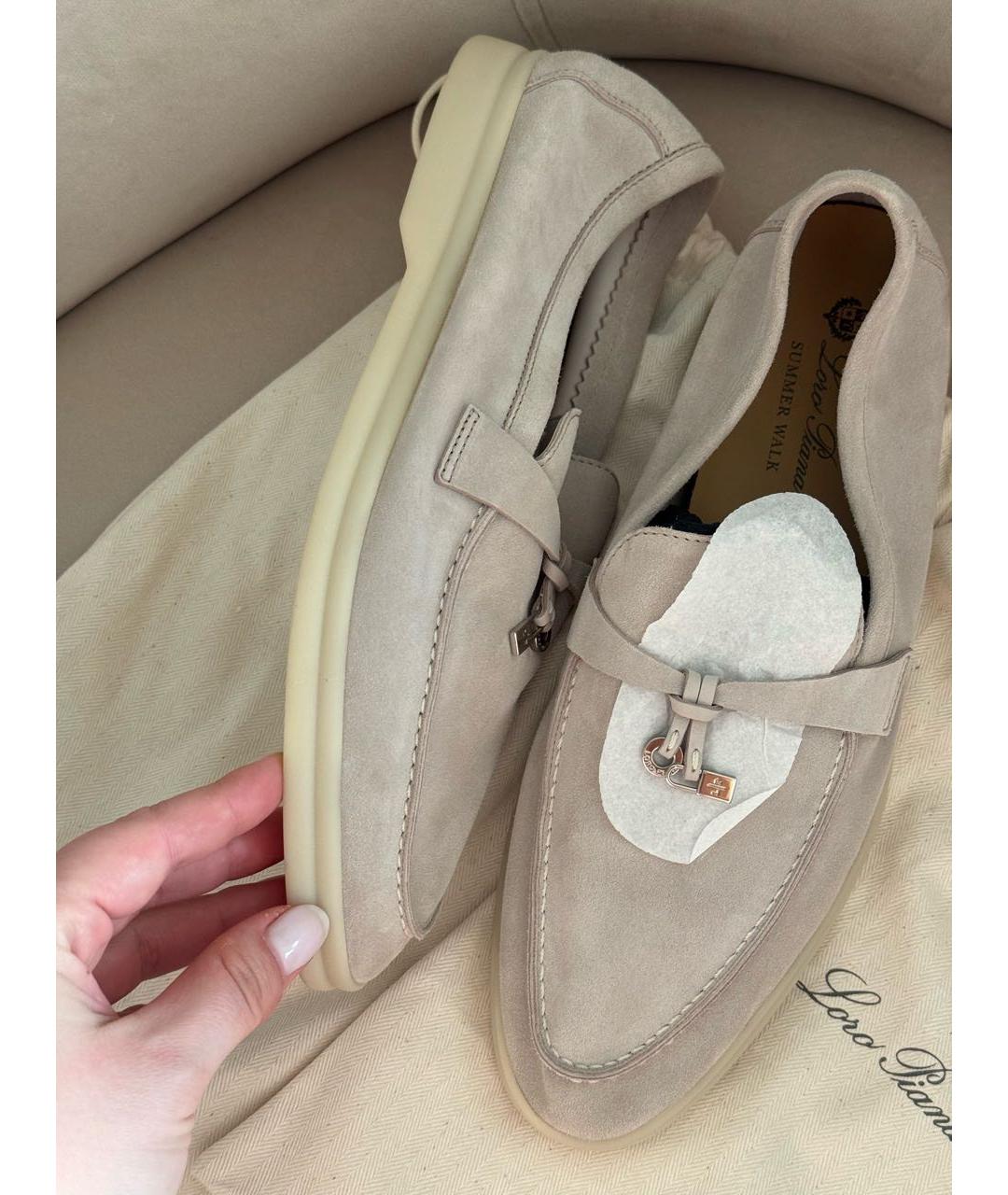 LORO PIANA Серые замшевые лоферы, фото 9