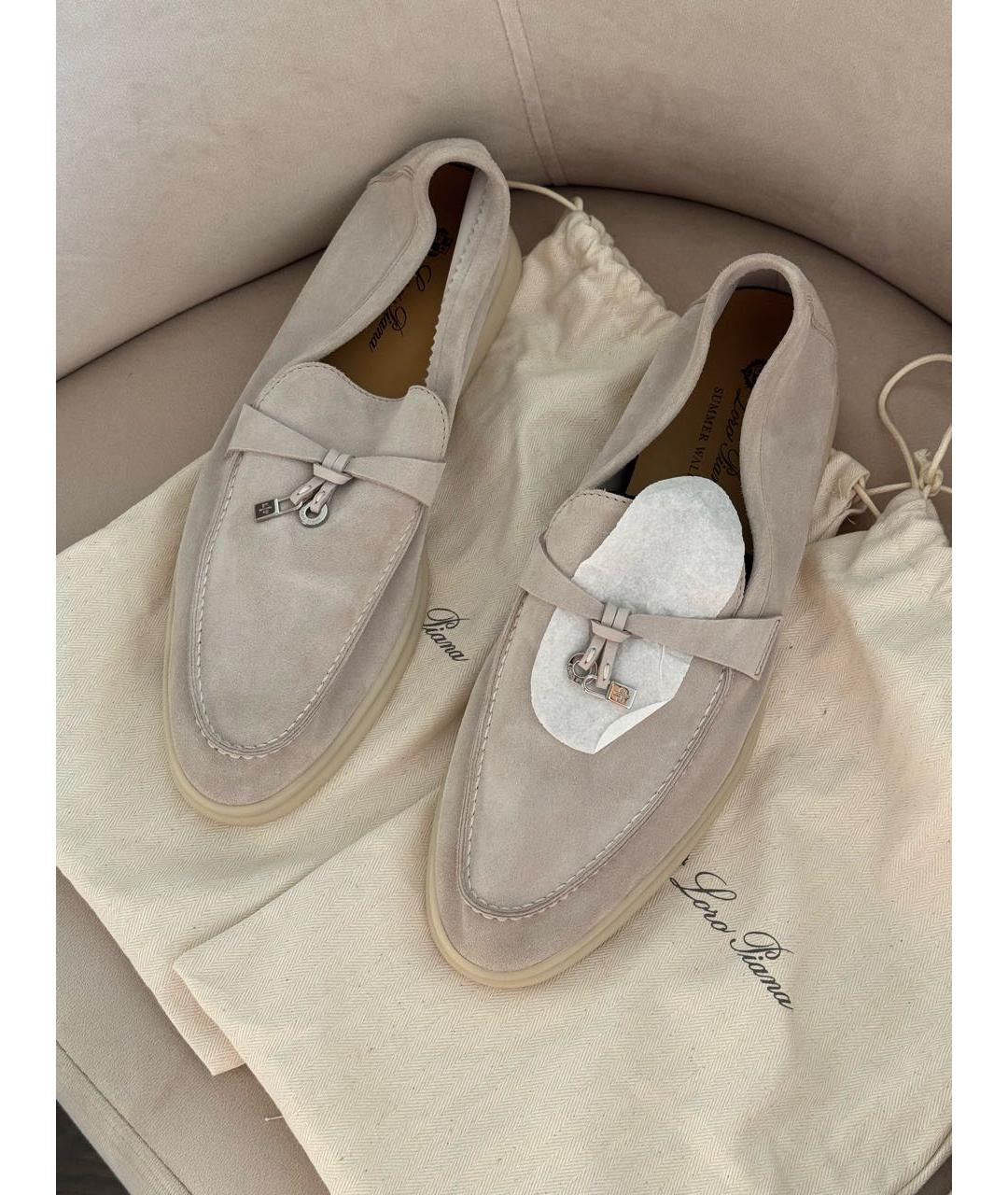 LORO PIANA Серые замшевые лоферы, фото 7