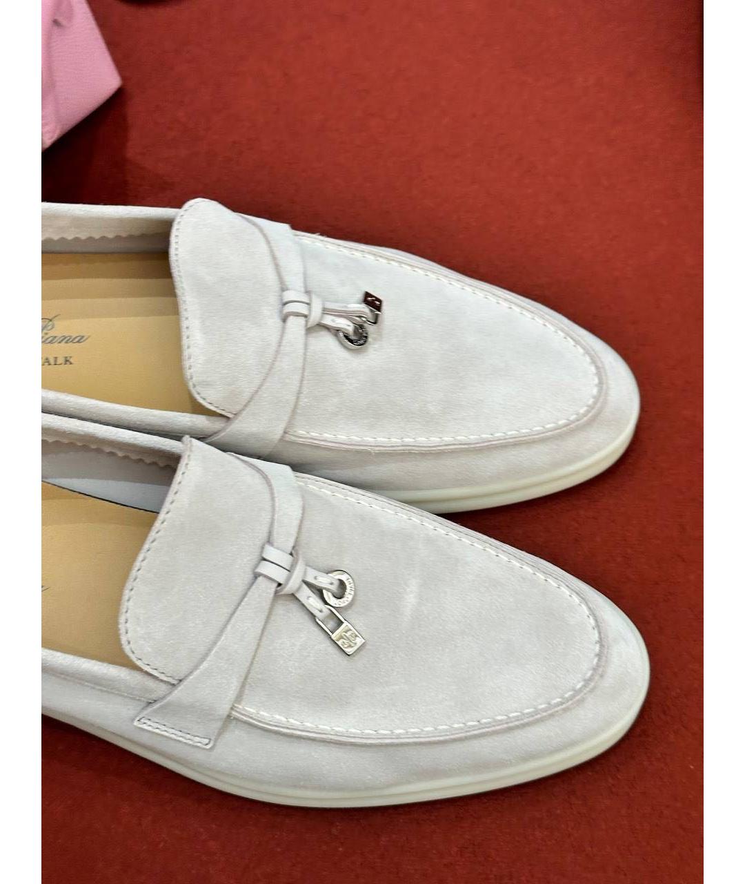 LORO PIANA Серые замшевые лоферы, фото 4