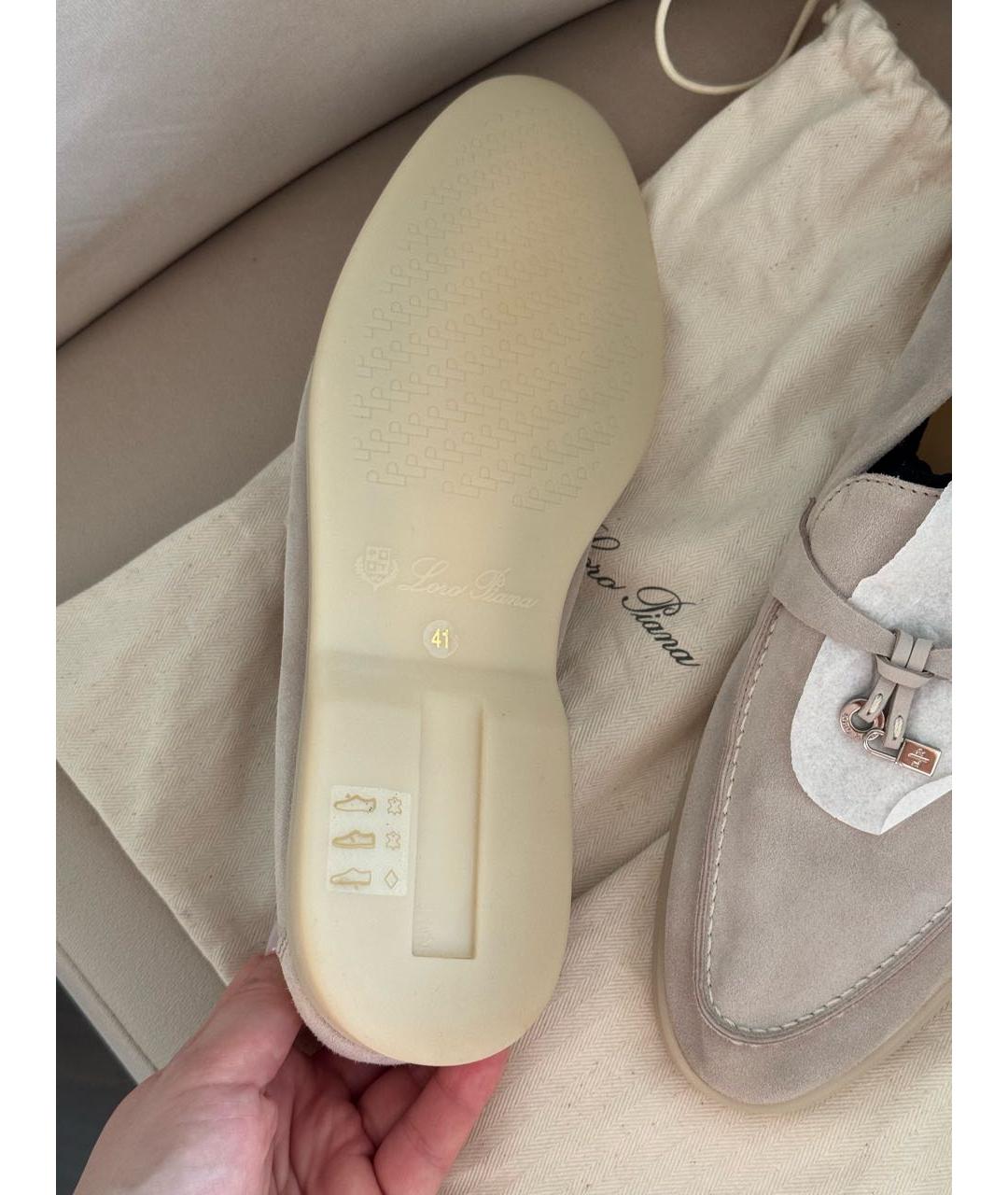 LORO PIANA Серые замшевые лоферы, фото 8