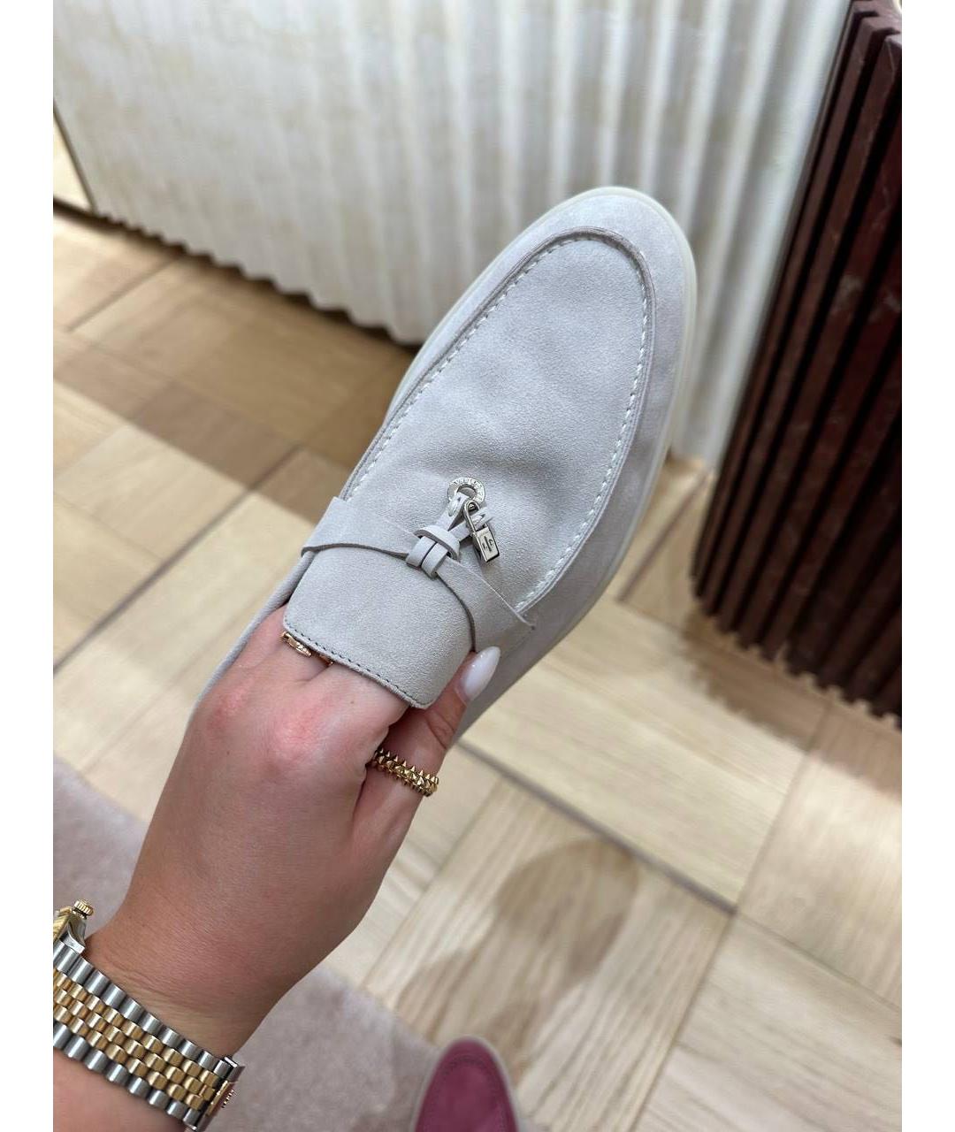 LORO PIANA Серые замшевые лоферы, фото 5