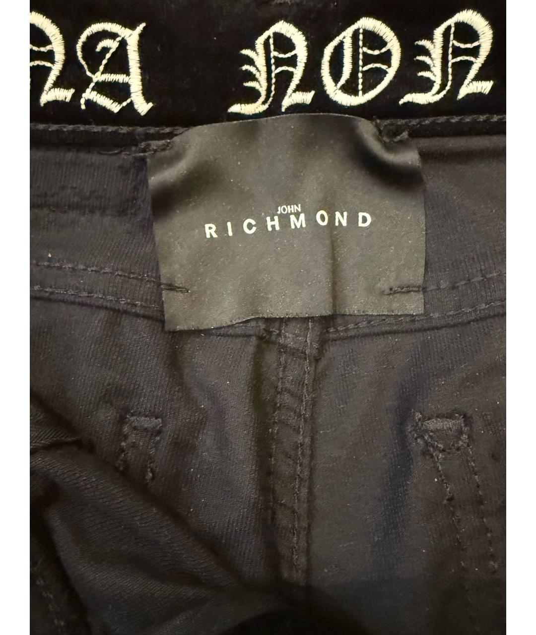 JOHN RICHMOND Черные хлопко-эластановые джинсы клеш, фото 3