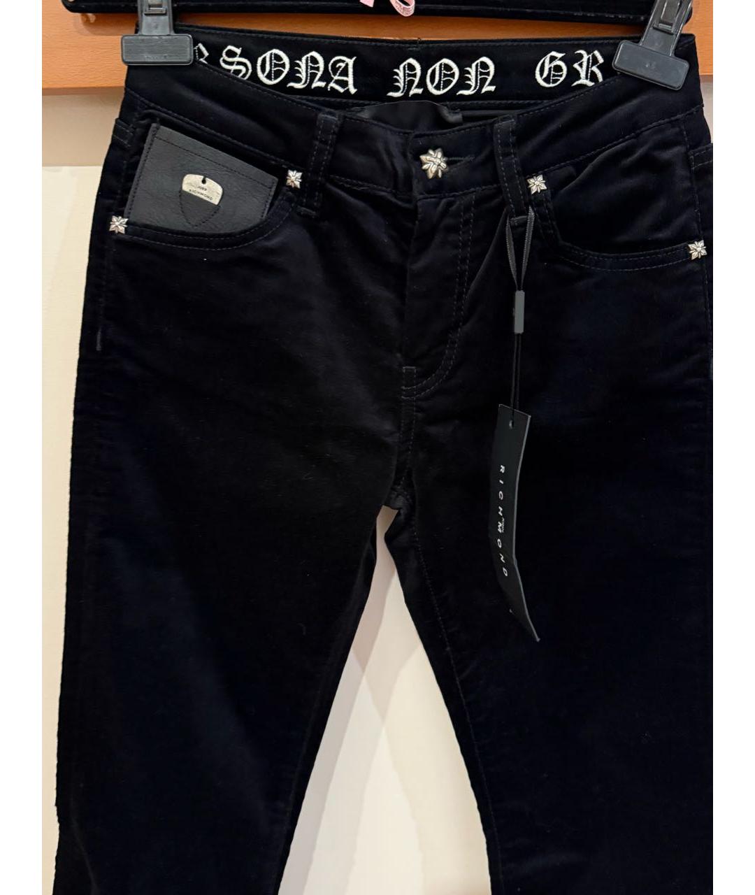 JOHN RICHMOND Черные хлопко-эластановые джинсы клеш, фото 8
