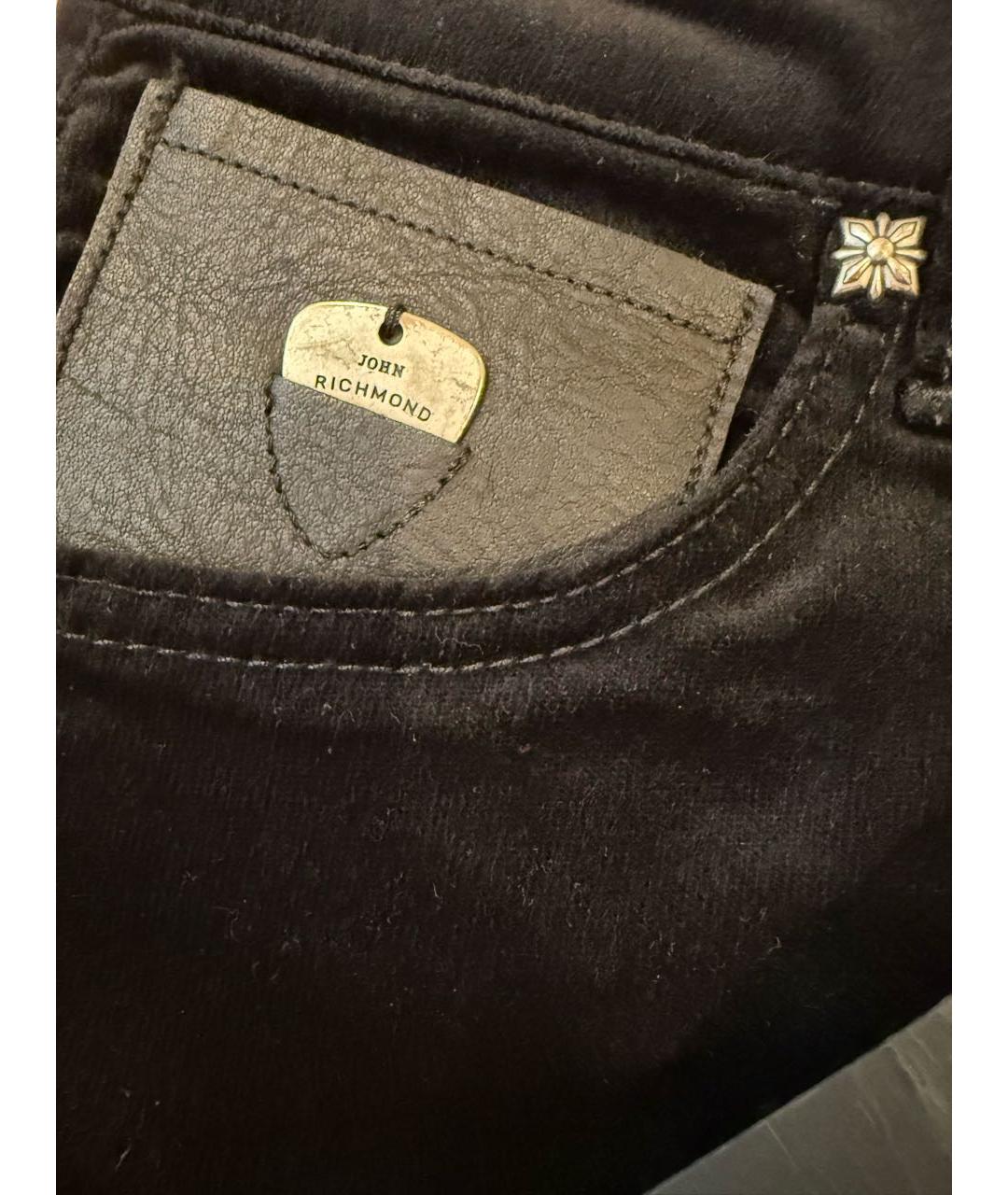 JOHN RICHMOND Черные хлопко-эластановые джинсы клеш, фото 5