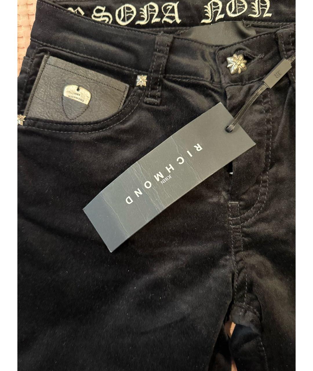 JOHN RICHMOND Черные хлопко-эластановые джинсы клеш, фото 4