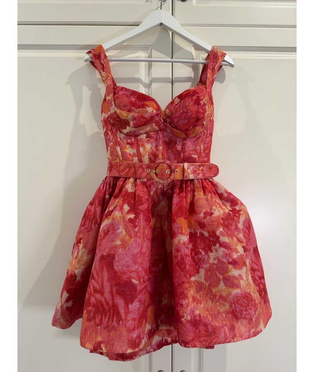 ZIMMERMANN Коралловое хлопковое коктейльное платье, фото 9