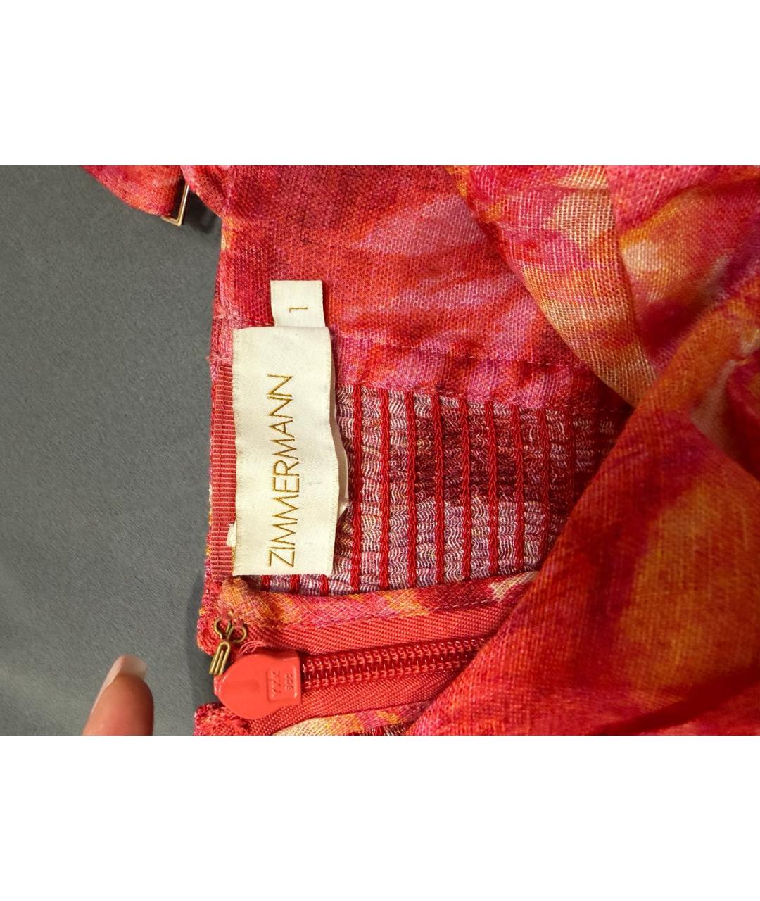 ZIMMERMANN Коралловое хлопковое коктейльное платье, фото 3