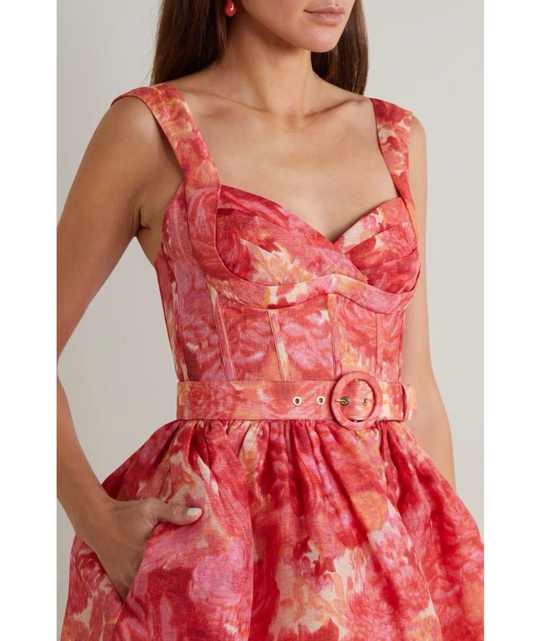 ZIMMERMANN Коралловое хлопковое коктейльное платье, фото 7