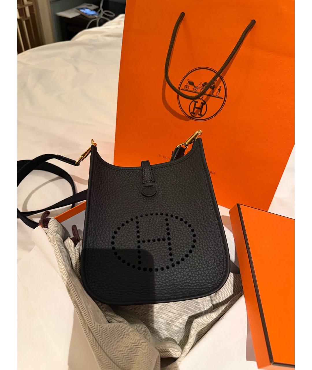 HERMES Черная кожаная сумка через плечо, фото 2