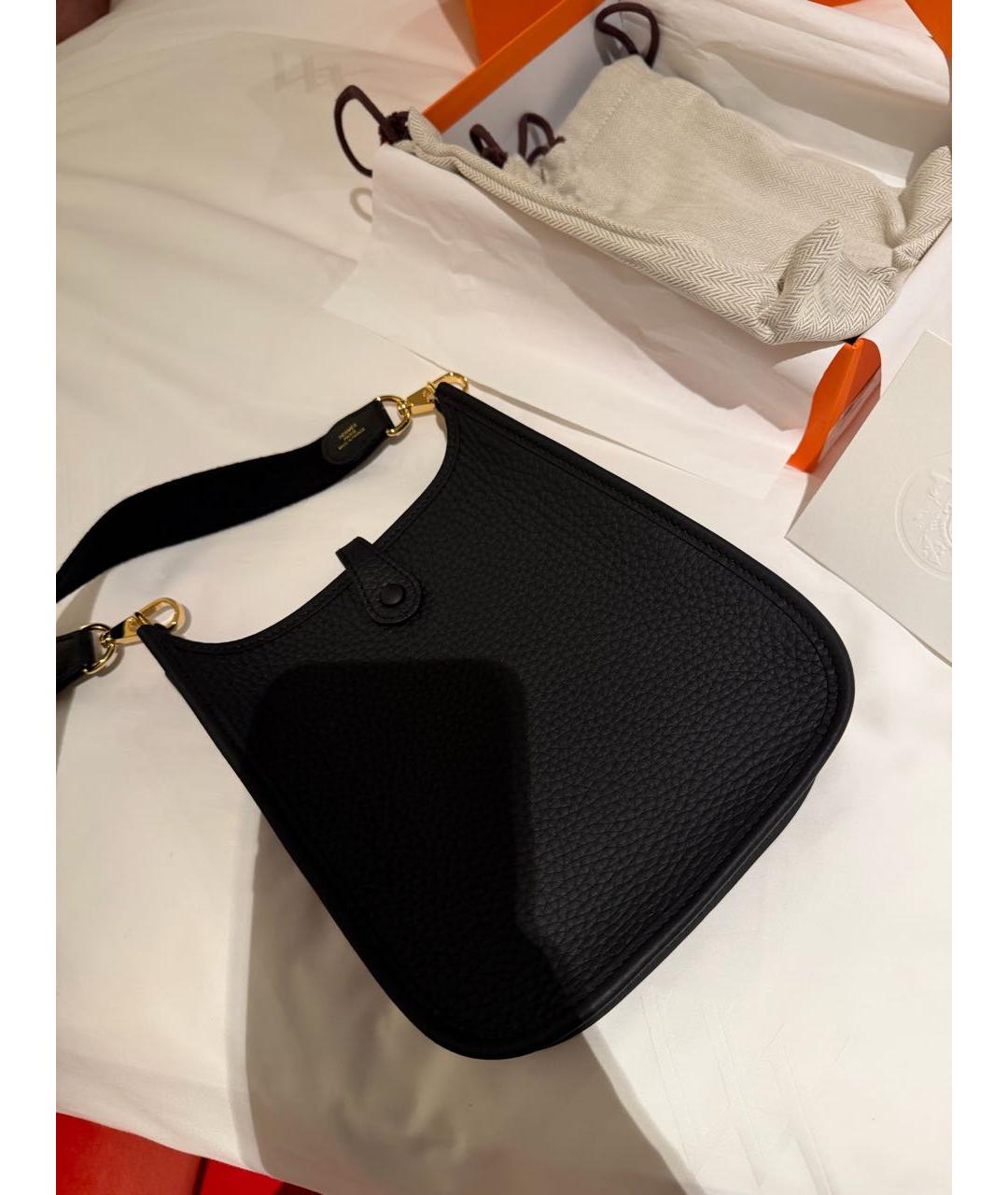 HERMES Черная кожаная сумка через плечо, фото 3