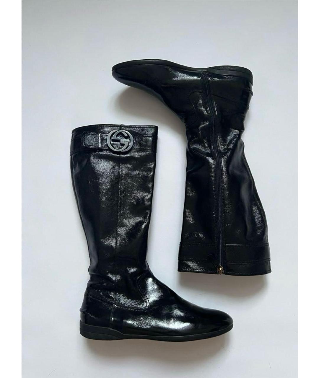 GUCCI Черные сапоги из лакированной кожи, фото 2