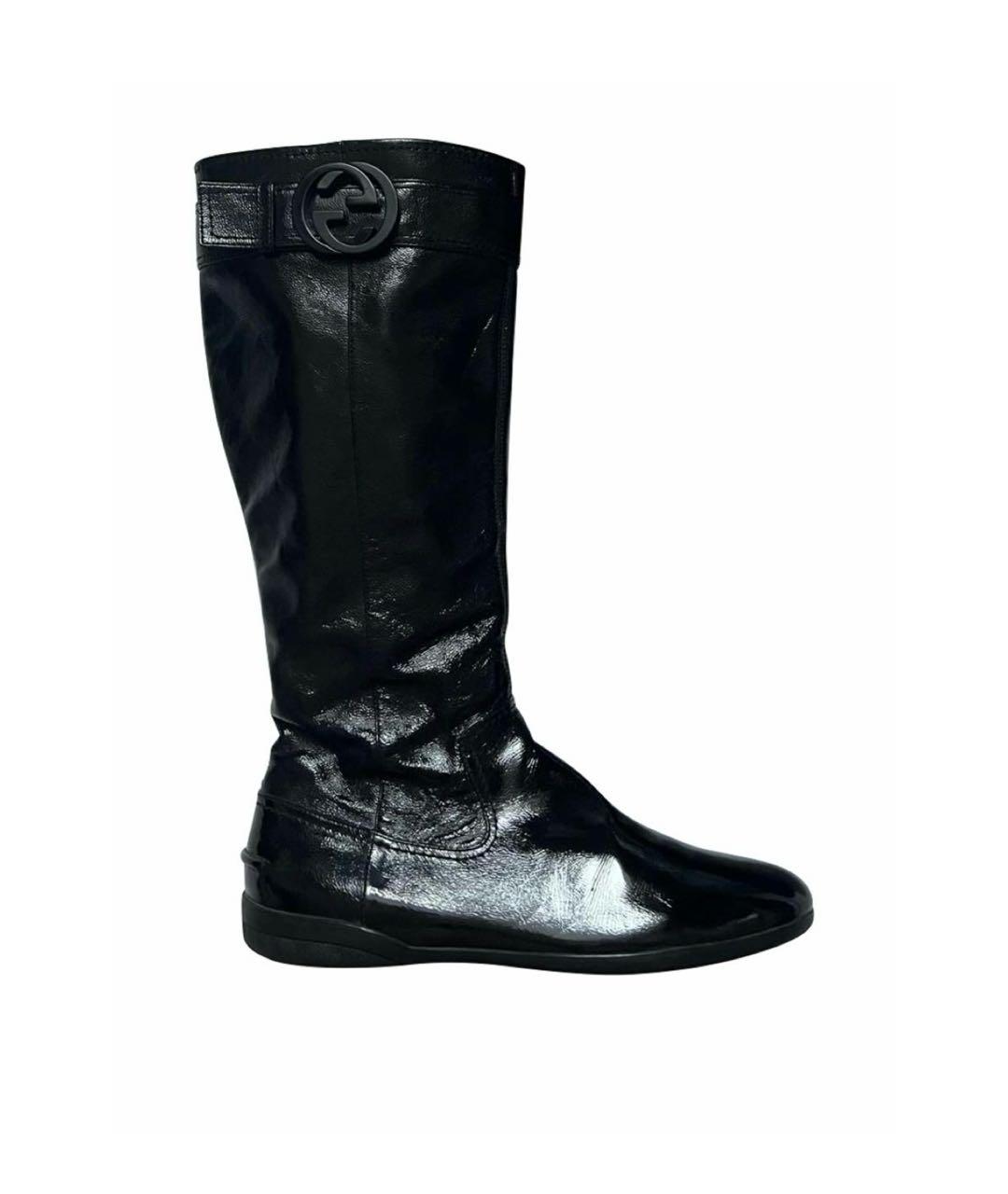 GUCCI Черные сапоги из лакированной кожи, фото 9
