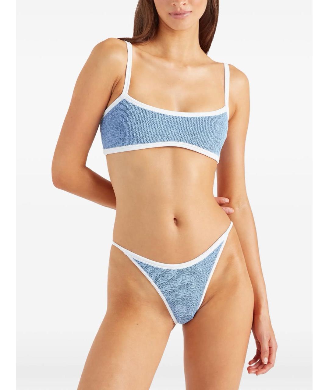 HUNZA G Голубой полиамидовый купальник, фото 4