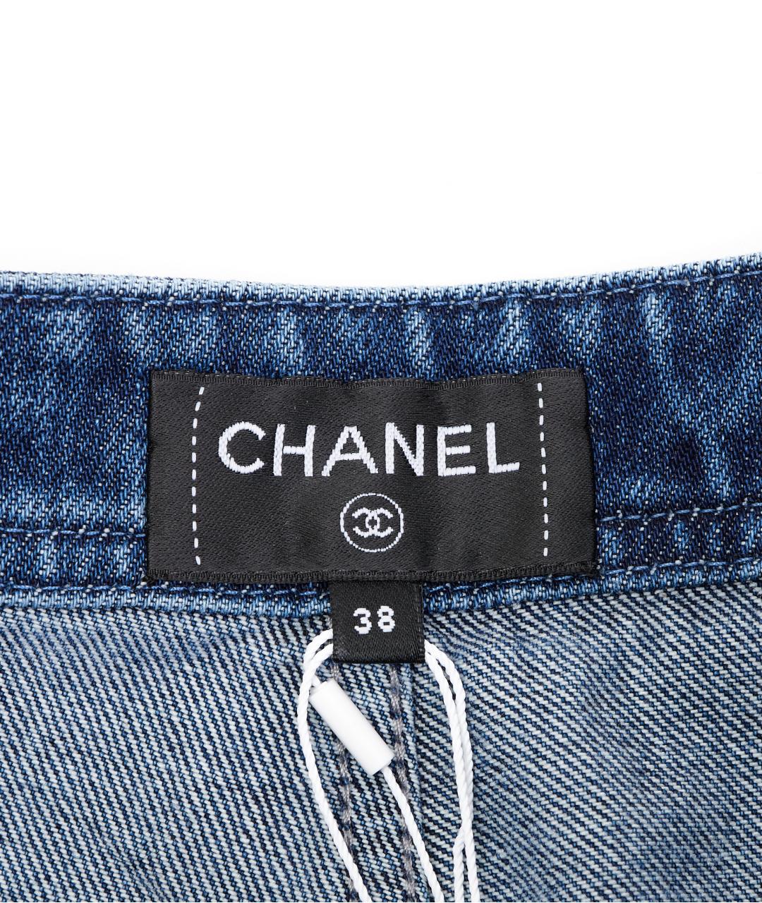 CHANEL Темно-синие хлопковые прямые джинсы, фото 4