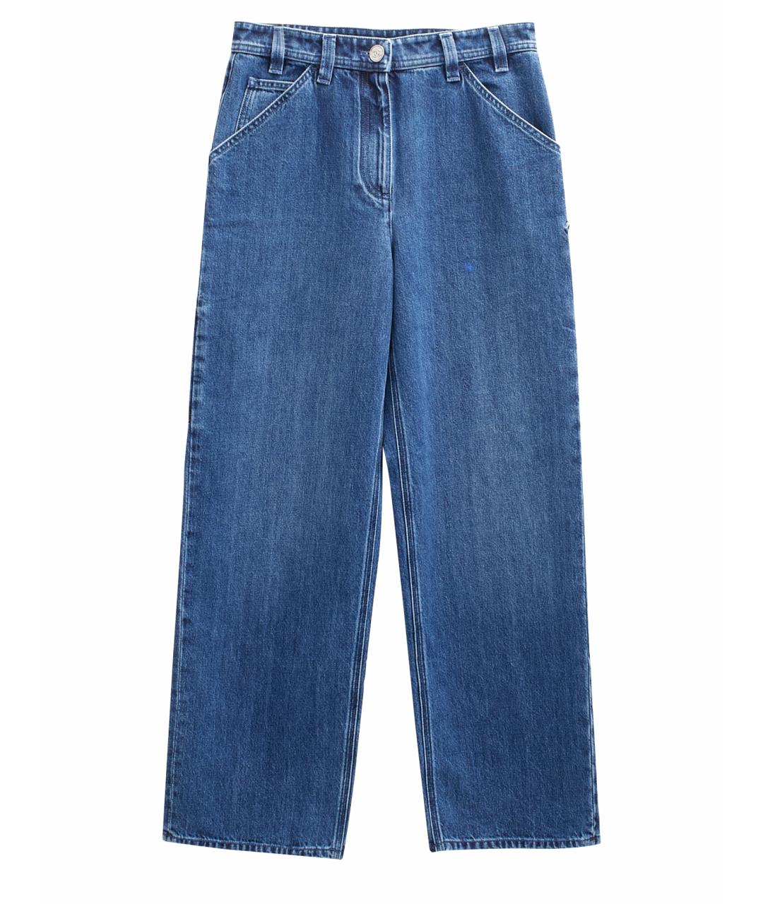 CHANEL Темно-синие хлопковые прямые джинсы, фото 1