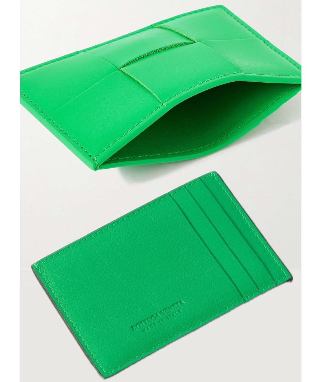 BOTTEGA VENETA Зеленый кожаный кардхолдер, фото 3
