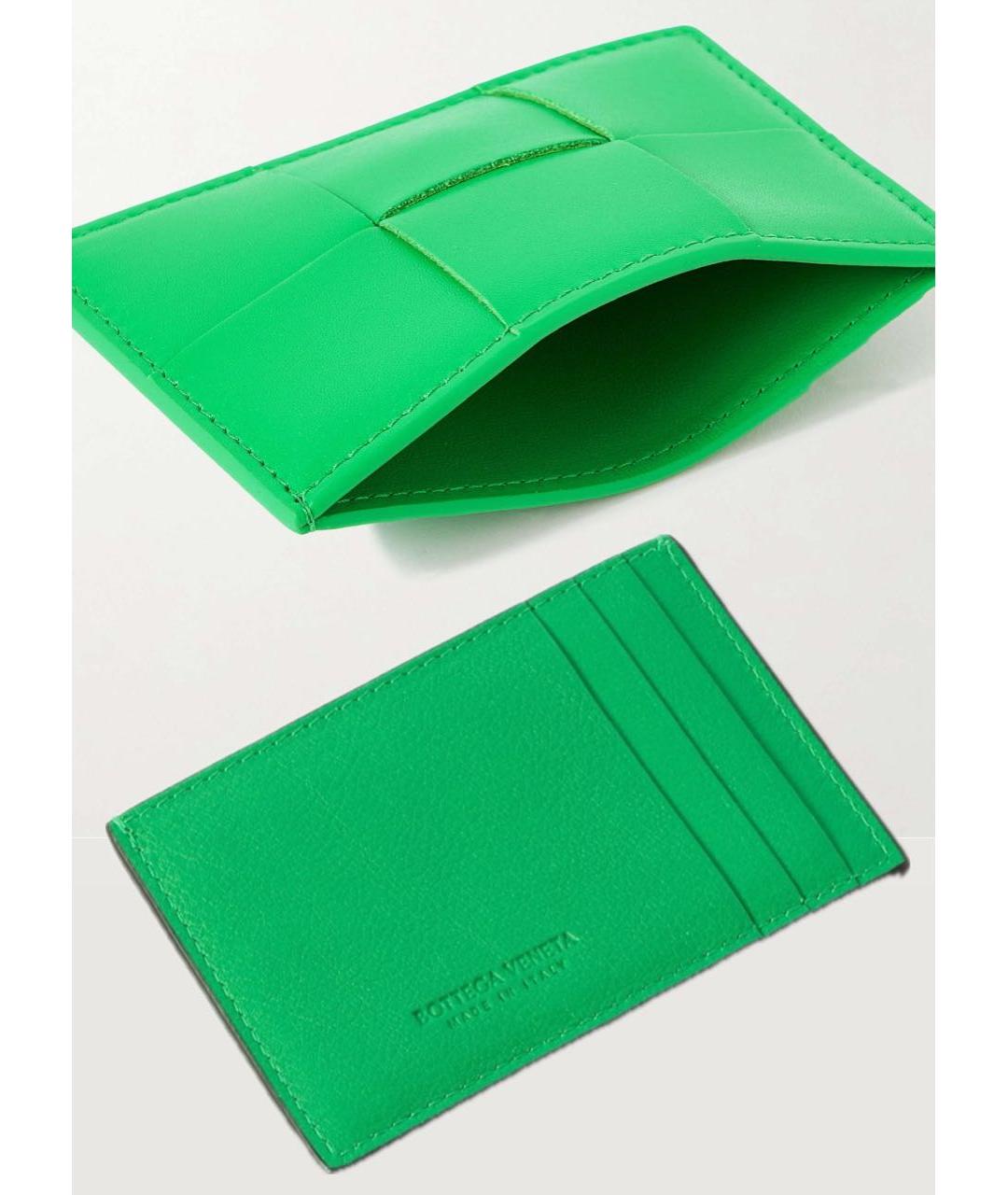 BOTTEGA VENETA Зеленый кожаный кардхолдер, фото 2