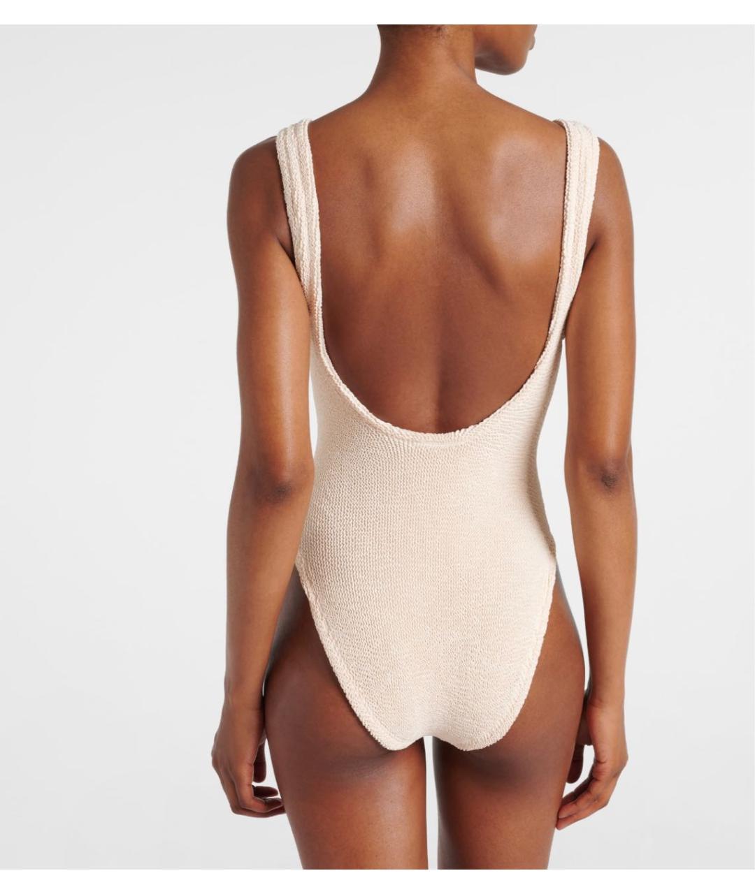 HUNZA G Бежевый полиамидовый купальник, фото 3