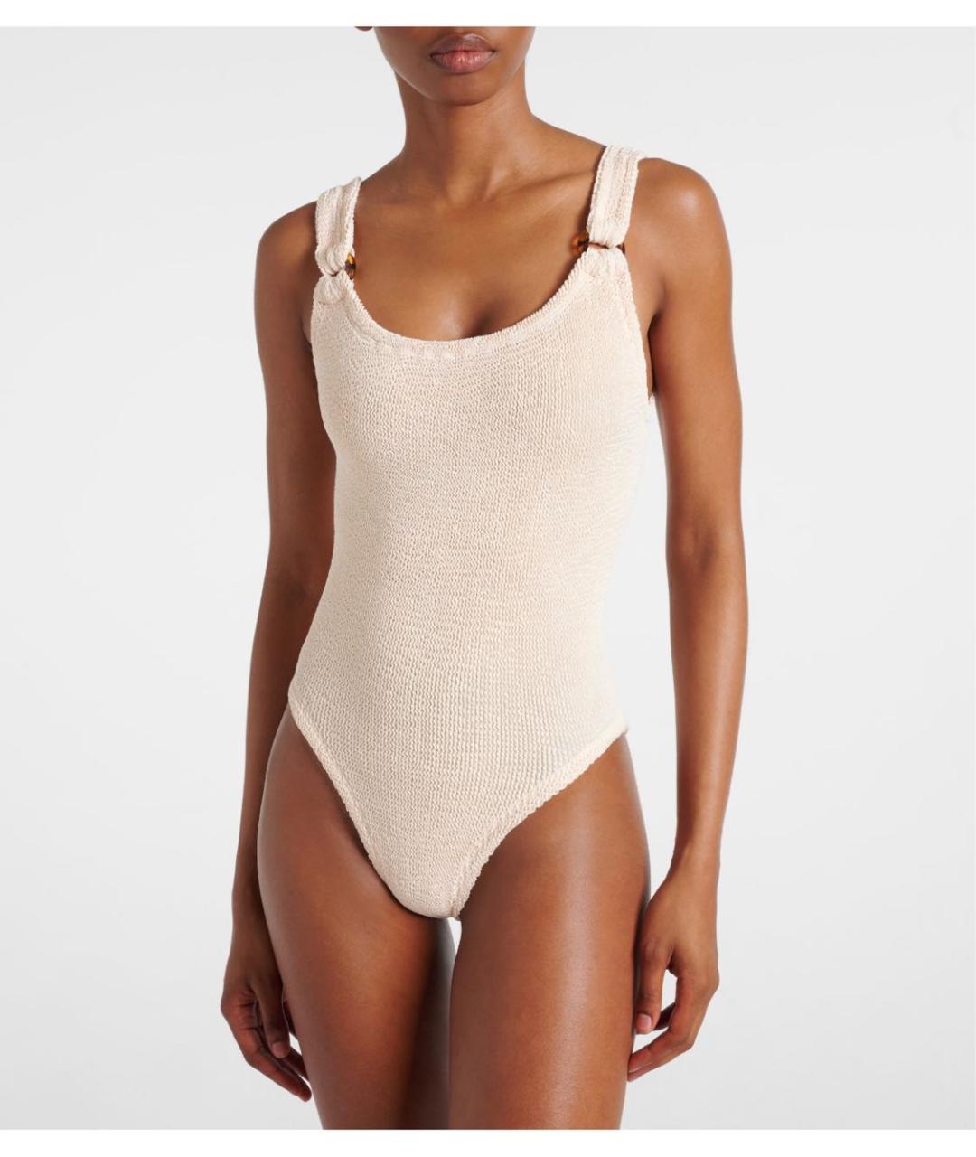 HUNZA G Бежевый полиамидовый купальник, фото 2