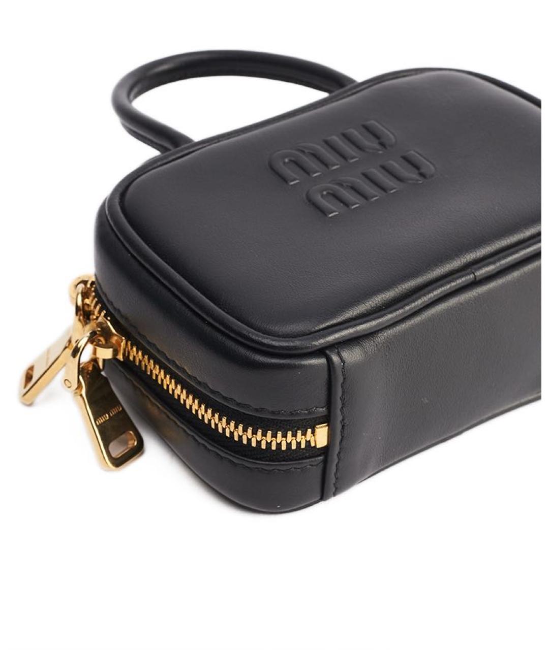 MIU MIU Черная кожаная сумка с короткими ручками, фото 5