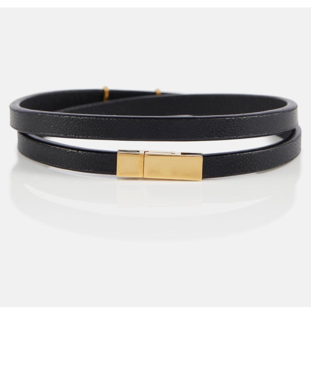SAINT LAURENT Черный кожаный браслет, фото 3
