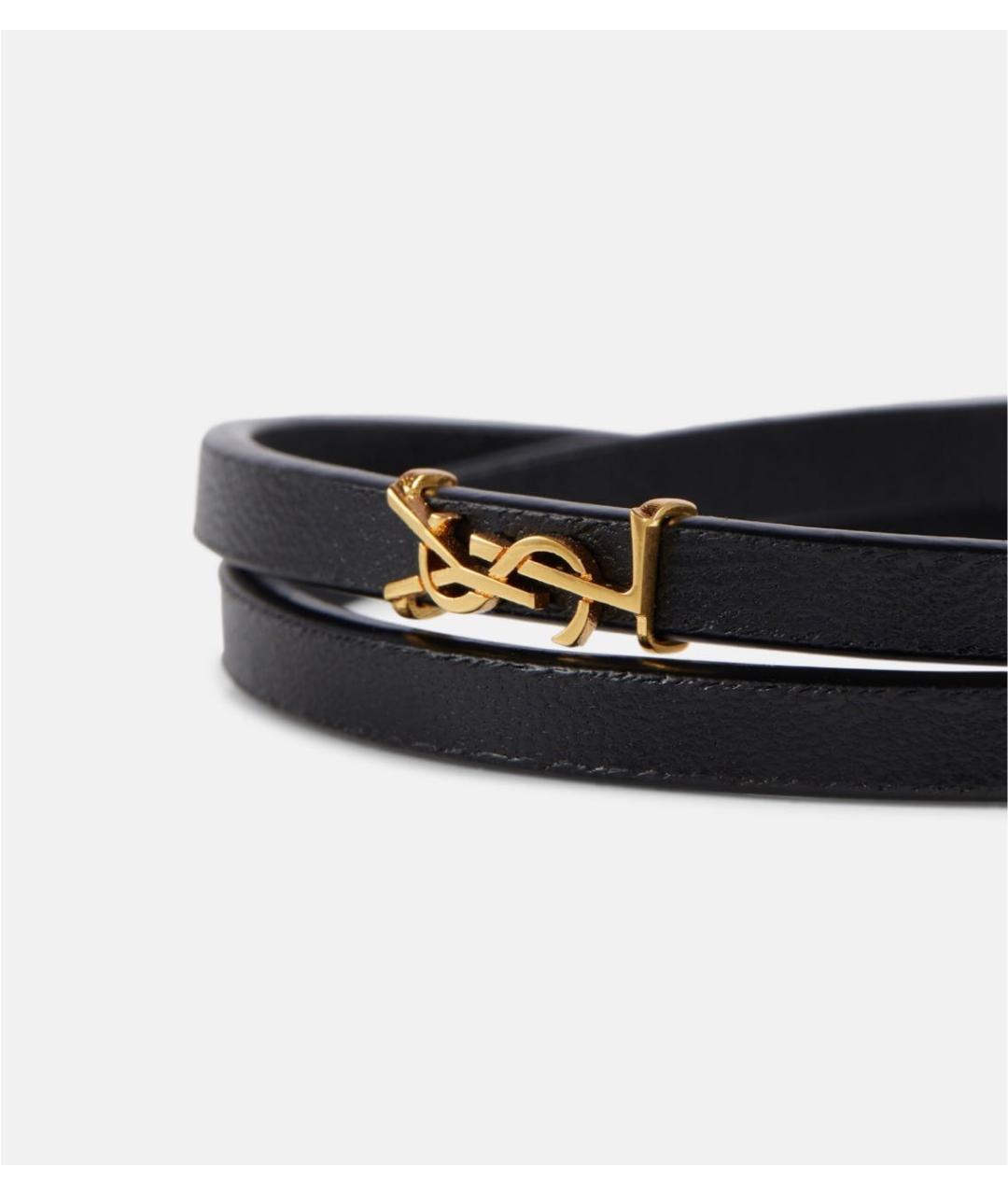 SAINT LAURENT Черный кожаный браслет, фото 2