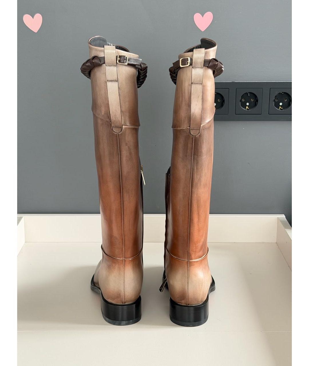 SANTONI Коричневые кожаные сапоги, фото 4