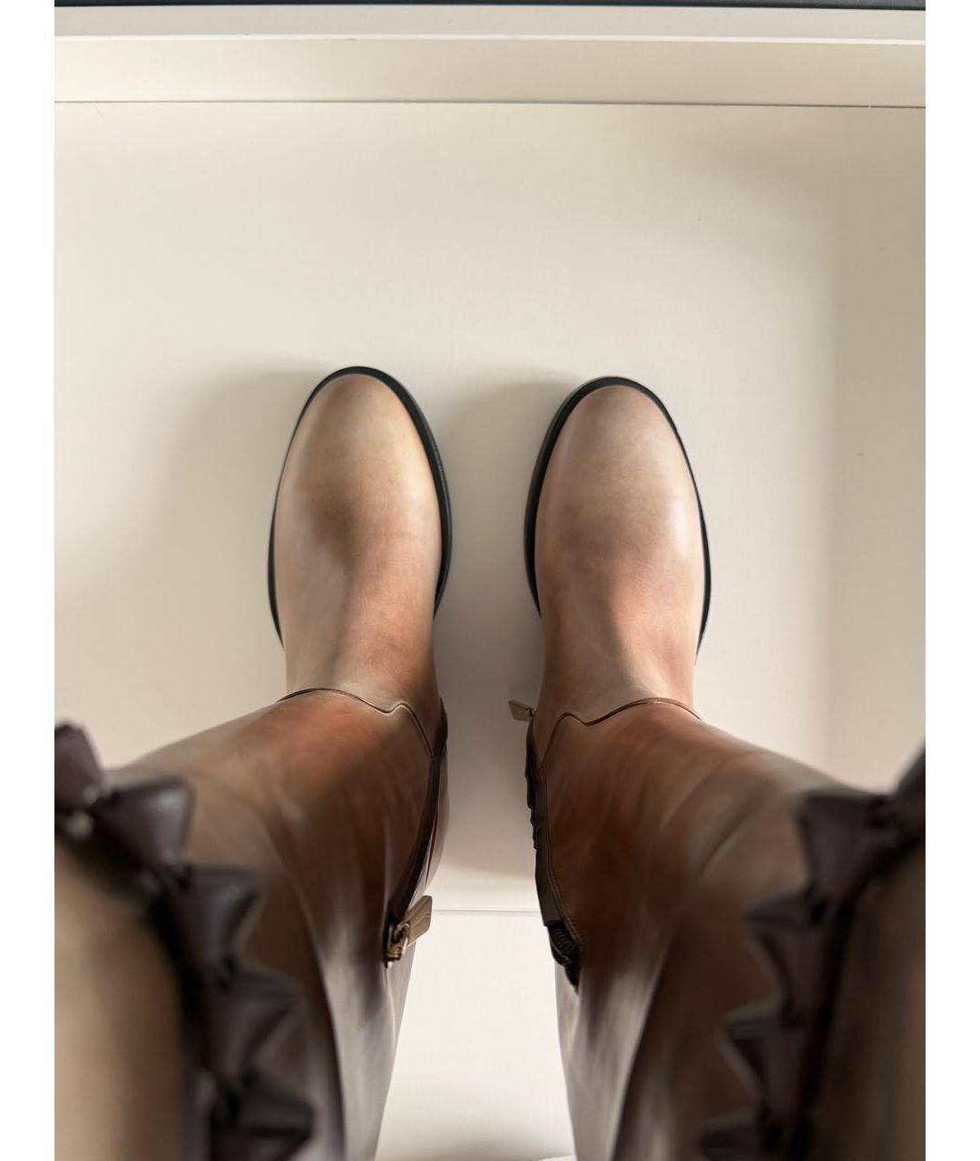 SANTONI Коричневые кожаные сапоги, фото 3