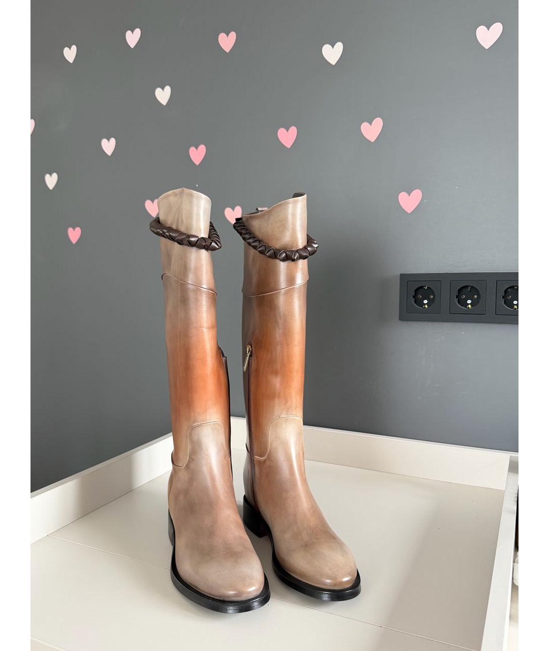 SANTONI Коричневые кожаные сапоги, фото 2