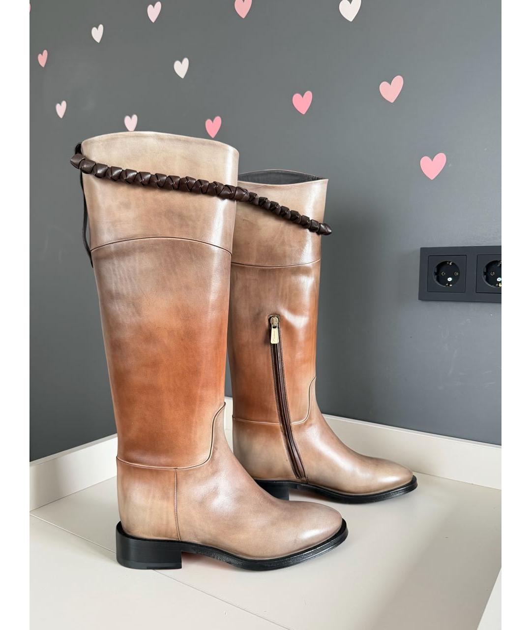 SANTONI Коричневые кожаные сапоги, фото 8