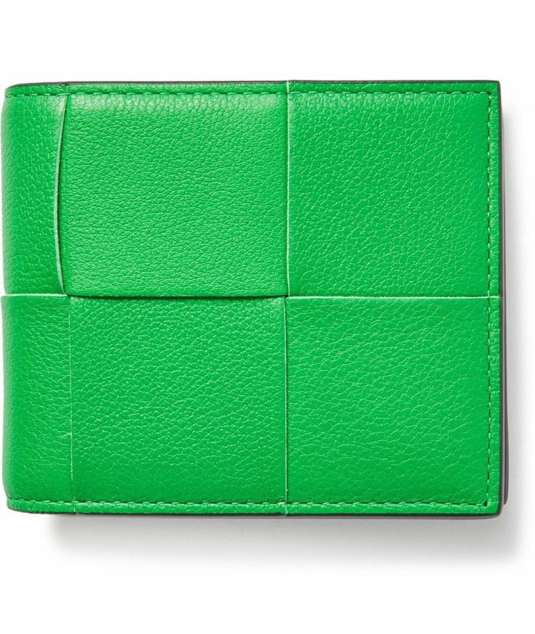 BOTTEGA VENETA Зеленый кожаный кошелек, фото 4
