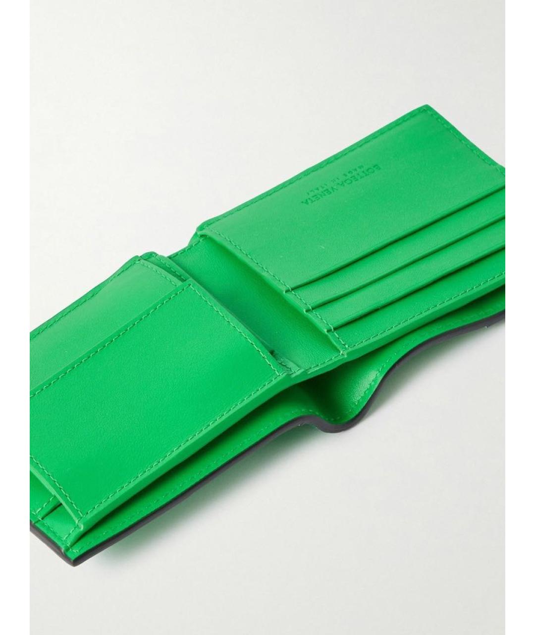 BOTTEGA VENETA Зеленый кожаный кошелек, фото 2
